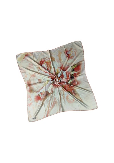 Mim Eşarp Emilya Rayon Çiçek Desenli Eşarp 90x90 Cm Krem - Bej