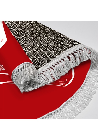 Dijital Kaymaz Yıkanabilir Banyo Mutfak Salon Paspas Halısı Trend Saçaklı Oval Al4032 Kırmızı