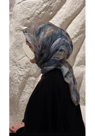 Qalortex Scarf Pamuklu Soft Lara Desen Eşarp-gri