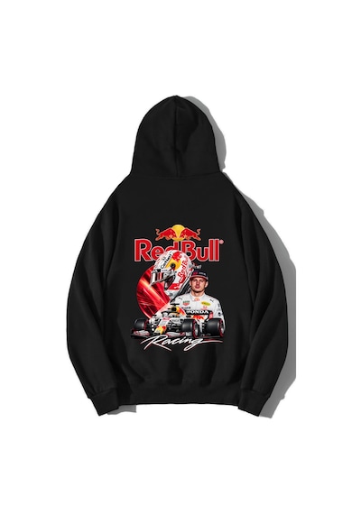 Brz Collection Unisex Oversize Racing F1 Redbull Hoodie Siyah
