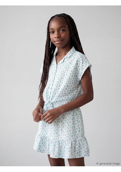 LC Waikiki Lcw Kids Yeşil Çiçekli Kız Çocuk Gömlek Pale Green Prınt