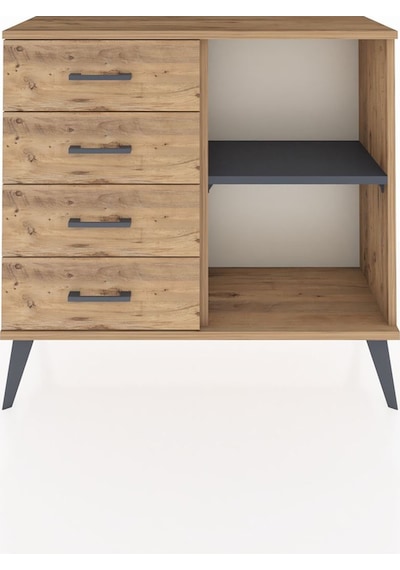 Arges Şifonyer Tek Raflı 4 Çekmeceli 88x30x80 Çam-antrasit/çam Antrasit/çam Arges Şifonyer Tek Raflı 4 Çekmeceli 88x30x80 Çam-antrasit/çam Antrasit/çam