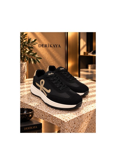 Derikaya Erkek Bağcıklı Kontrast Tabanlı Günlük Sneaker siyah