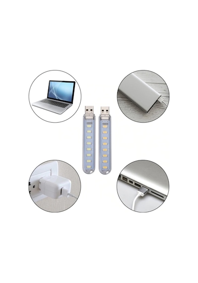 Taşınabilir Mini USB 8 LED GünIşığı Lamba 5730 SMD Kamp Stick Led