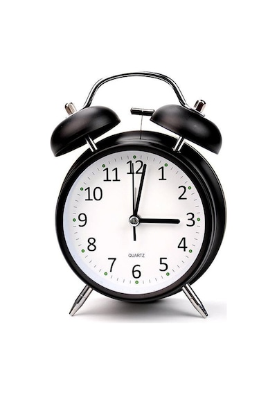 Valkyrie 16cm Büyük Boy Akar Saniyeli Alarm Çalar Saat - Nostaljik Masa Saati Siyah