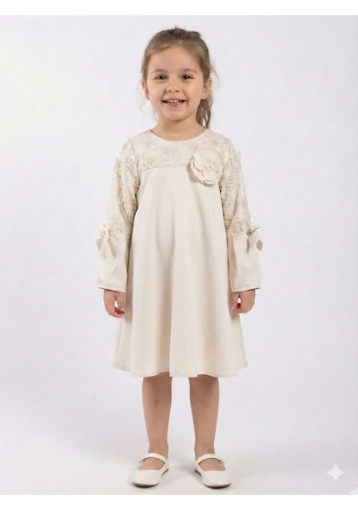 Xo Kids Kız Çocuk Elbise 4-8 Yaş 1622 Ekru