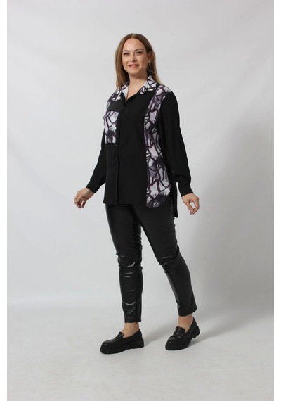 Moda Berray 3116 Siyah Desenli Şık Gömlek Siyah