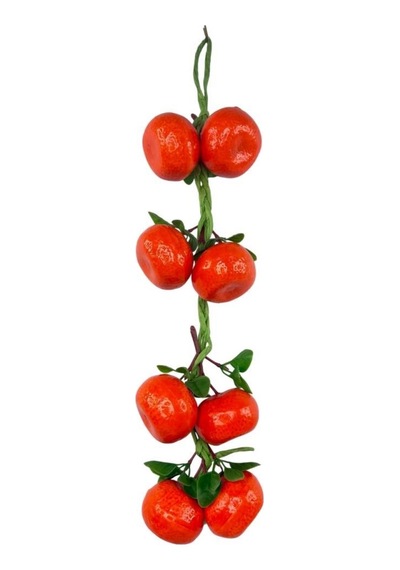 Yapay Mandalina Salkımı Süs 8 Mandalinalı Dekoratif Yapay Meyve Sebze Turuncu