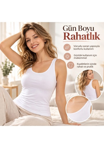 Genel Kadın Pamuklu Kalın Askılı Derin Oval Yaka Düz Atlet Beyaz Günlük Kullanım İçin Şık Ve Rahat Atlet Genel Kadın Pamuklu Kalın Askılı Derin Oval Yaka Düz Atlet Beyaz Günlük Kullanım İçin Şık Ve Rahat Atlet
