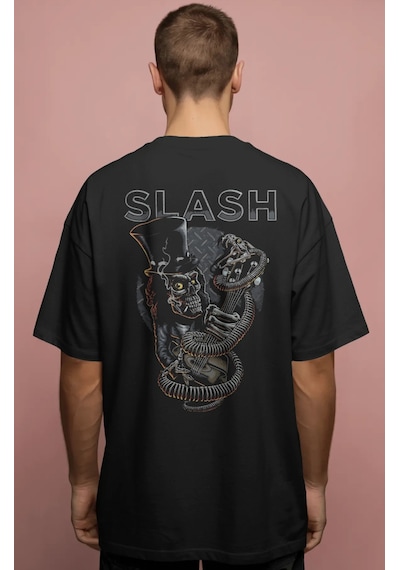 Slash Guns N' Roses Rock Metal Müzik Grubu Baskılı Unisex Oversiz Siyah
