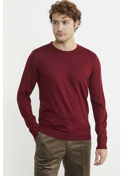 Sementa Erkek Sıfır Yaka Basic Triko Kazak - Bordo 001