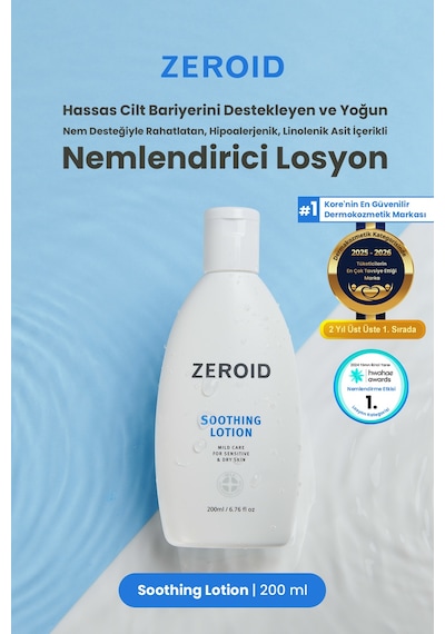 Hassas Cilt Bariyerini Destekleyen Ve Nem Desteğiyle Rahatlatan Losyon Zeroıd Soothing Lotion