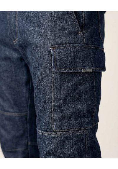Durt Koyu Mavi Jean Motosiklet Pantolonu Lacivert