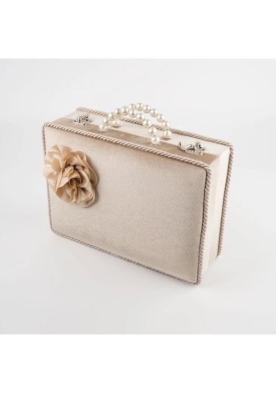Kadife Sandık Çeyizlik Kuran Kutusu Vizon, İçi Boş Kutu
