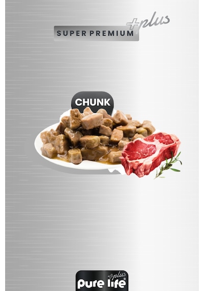 Pure Life Plus 12'li Kuzulu Yetişkin Kedi Chunk Konserve Parça Etli Yaş Mama 400 G