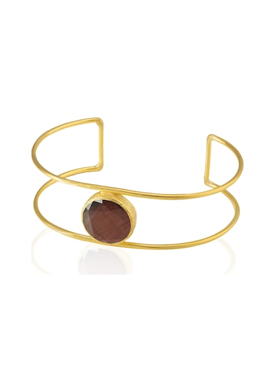 Kadir Jewellery 22 Ayar Altın Kaplama Zirkon Taşlı Ayarlanabilir Vintage Bilezik Kuru Erik
