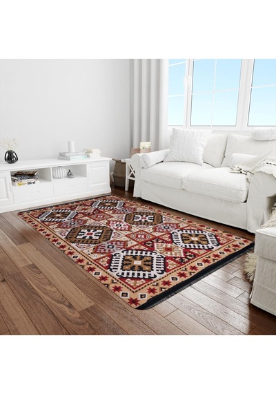Bigghome Çift Taraflı Kilim, Makinede Yıkanabilir, Modern Desenli, 120 180 Cm, Sa25eu