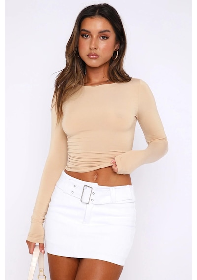 Seeh Bej Bisiklet Yaka Basic Uzun Kollu Body Sh142