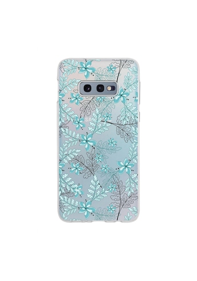 Samsung Galaxy Uyumlu S10e Kapak Floral Su Yeşili Tasarımlı Şeffaf Silikon Kılıf
