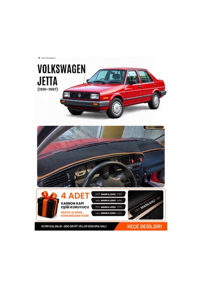Volkswagen Jetta 1991-1997 Uyumlu Torpido Örtüsü, Torpido Kılıfı - Siyah Kahverengi