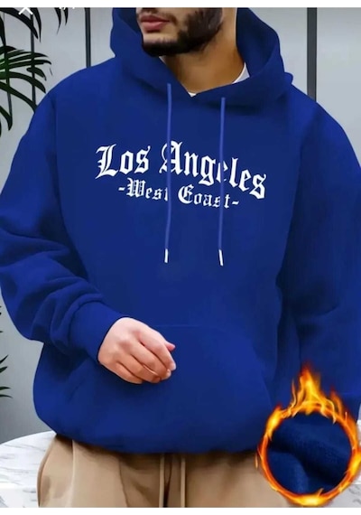 Kozia Outdoors Los Angeles Baskılı Oversize Unisex Sweatshirt Mavi