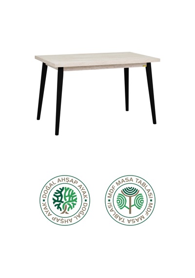 Vilinze Avanos Mdf Traverten Sabit Traverten Mutfak Masası - 70x120 Cm Beyaz