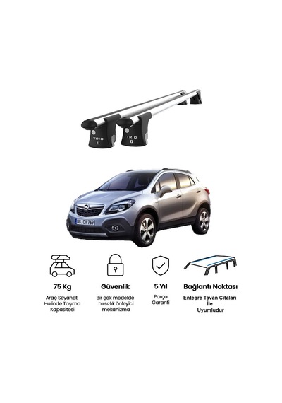 Trio-ıı Opel Mokka 2012 Ve Sonrası Uyumlu Kilitli Ara Atkı 120cm Port Bagaj Tavan Barı