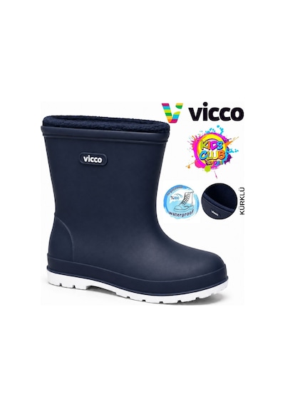Vicco Mellow Kürklü Pvc Su Çizmesi Yağmur Botu Ortopedik Çocuk Bot Lacivert