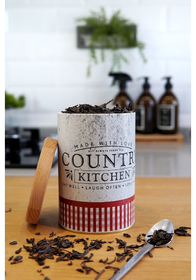 Er116-7o Country Kitchen Desenli Ahşap Kapaklı Baharatlık 1,1 Lt Çok Renkli