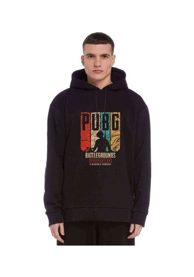 Pubg Battlegrounds Corporation Baskılı Siyah Erkek Sweatshirt