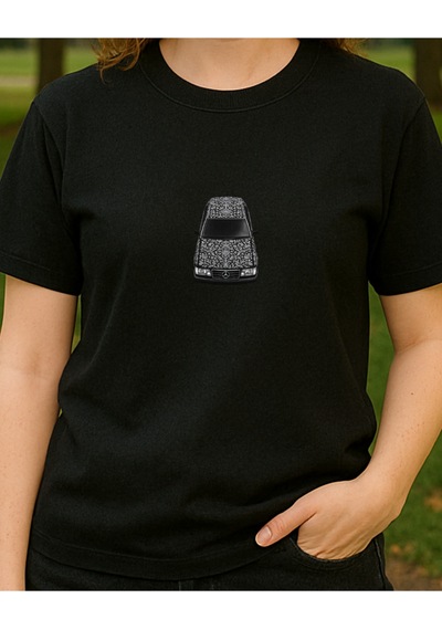 Etnik W124 Baskılı T-shirt Siyah