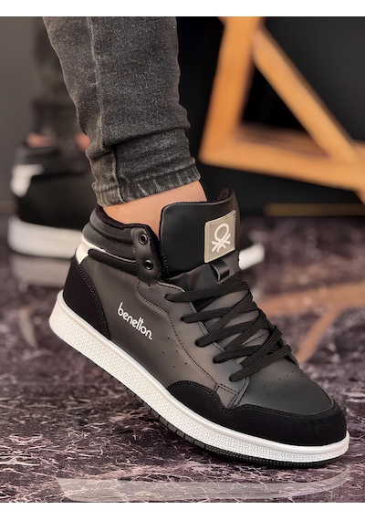 United Colors Of Benetton Benetton Erkek Günlük Bilekli Sneaker Ayakkabı Siyah Siyah