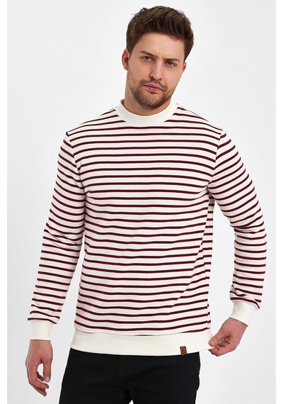 Alexander Gardi Alexandergardı Bisiklet Yaka Çizgili Sweatshirt E23-761a-erk Bordo