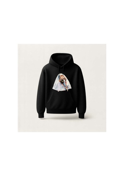 Ada Kostüm Tasarım Beyaz Balerin Baskılı Hoodie Sweatshirt siyah