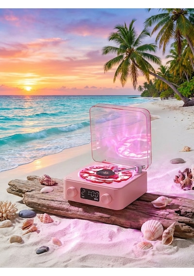 Waves Nostalji Plak Çalar Bluetooth Subwoofer 3d Ses Dalgası Retro Müzik Plak Çalar