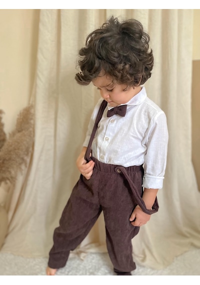 Miababy Papyonlu Fitilli Üçlü Takım kahverengi