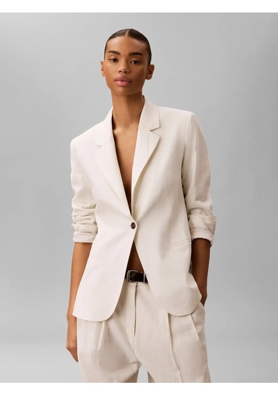 Calvin Klein Lınen Blend Blazer, Yas Krem Kadın Ceket