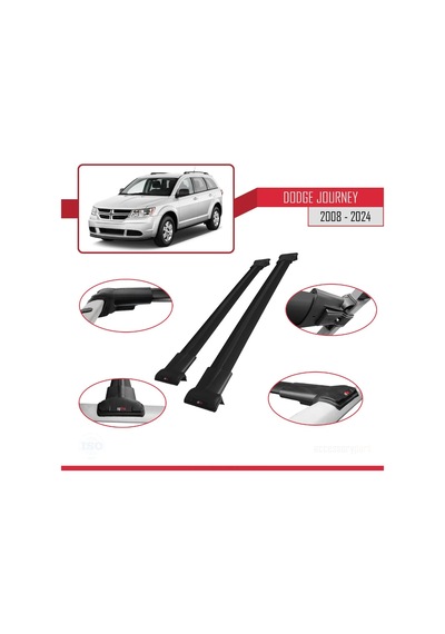 Dodge Journey 2008 Ve Sonrası İle Uyumlu Fly Model Ara Atkı Tavan Barı Siyah