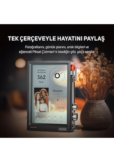 Ayrex Divoom Times Frame-10.1 İnç Dijital Resim Çerçevesi Şeffaf Ips Akıllı Linux Os Rgbled Döner Düğme Wifi 64 Diğer