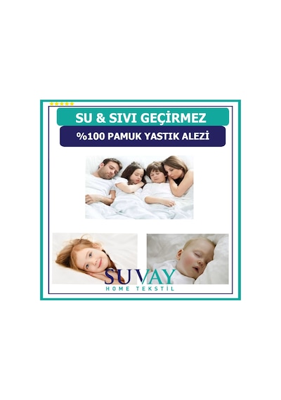Suvay Su Sıvı Geçirmez Pamuklu Fermuarlı Terletmeyen Yastık Koruyucu Alez Kılıf 2 Adet
