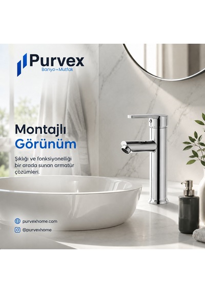 Delta Kompakt Lavabo Bataryası Tek Kollu Banyo Armatürü, Krom