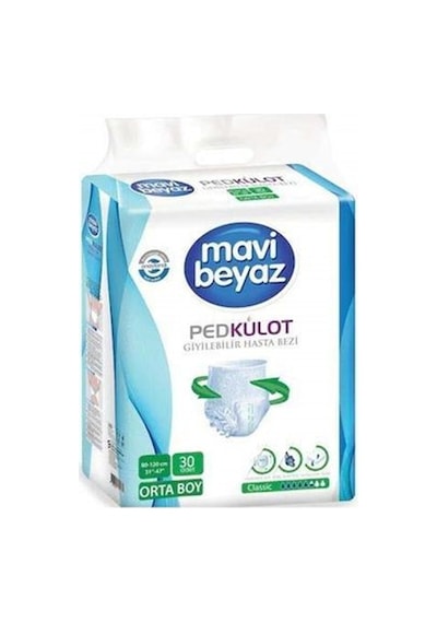 Mavi Beyaz Ped Emici Külot Hasta Bezi Medium Orta 60 Adet 2pk 30 XL