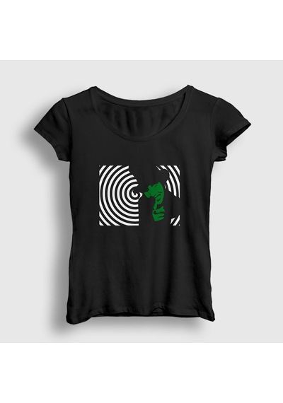 Presmono Kadın Spiral Marilyn Manson T-shirt Siyah