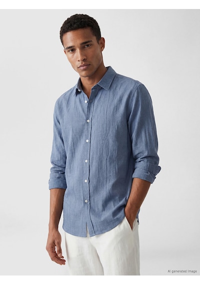 Lcw Vision İndigo Regular Fit %100 Keten Erkek Gömlek