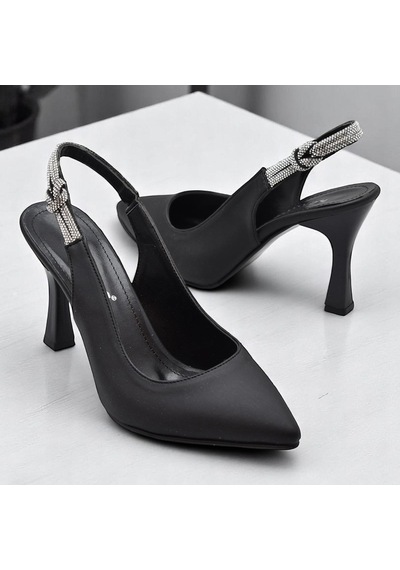 Ispartalılar 6509 9cm Kadın Topuklu Ayakkabı Stiletto Abiye Düğün Nişan Ayakkabısı Siyah