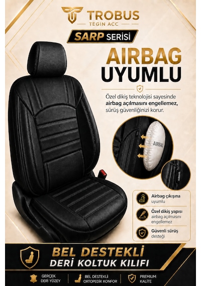 Hyundai Accent Admira Uyumlu Sarp Serisi Siyah Oto Koltuk Kılıfı