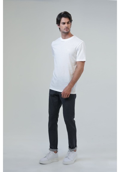 Backandbond Beyaz Regular Fit %100 Pamuk Bisiklet Yaka Tişört