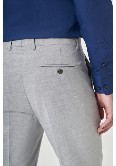 İmza Gri Yan Cep Filafil Desen Comfort Fit Esnek Pantolon 1003260153