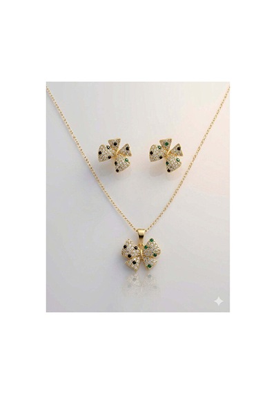 Zirkon Set Premium Çelik Altın