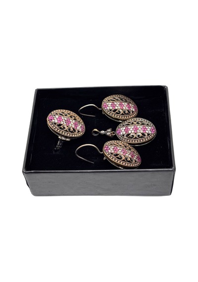Oya Silver Otantik İri İşlemeli Işıltılı Gümüş Set&takım